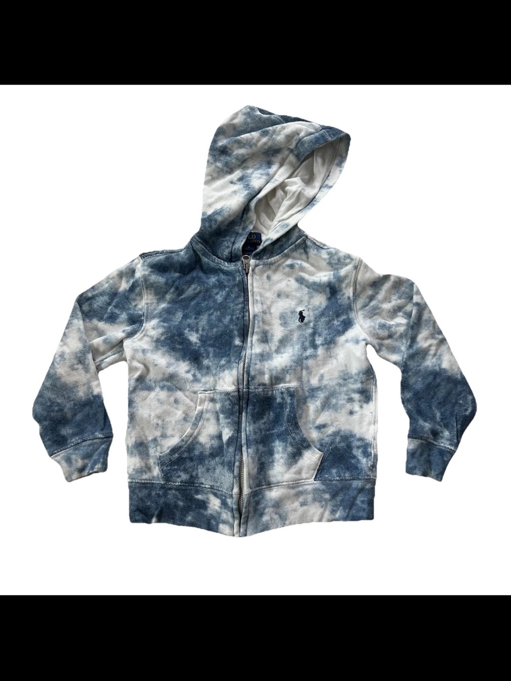 Polo Ralph Lauren Blue White Tie Dye Zip Up Hoodie Kids Youth 5 Jacket Unisex